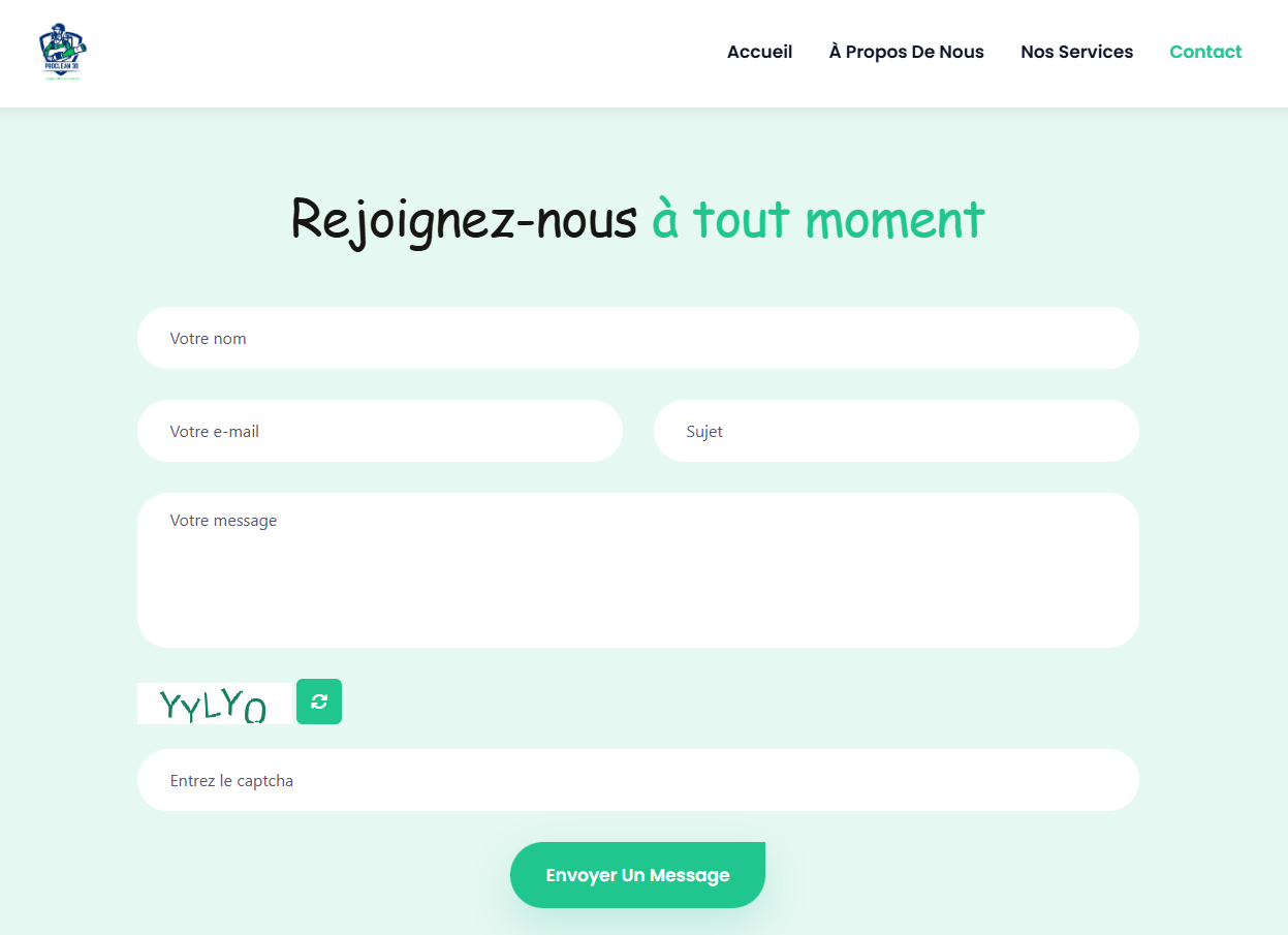 Proclean 3D contact form  Screenshot