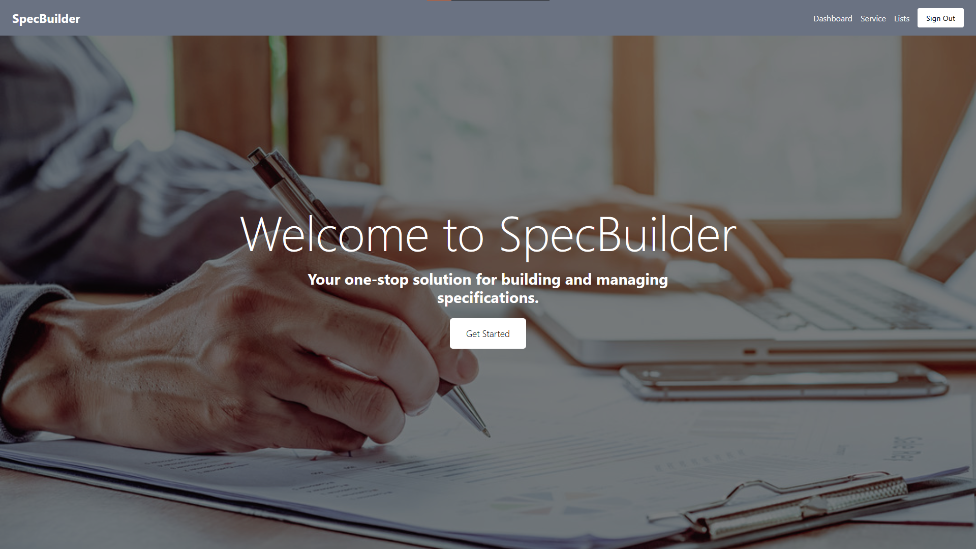 Specbuilder introduction Screenshot